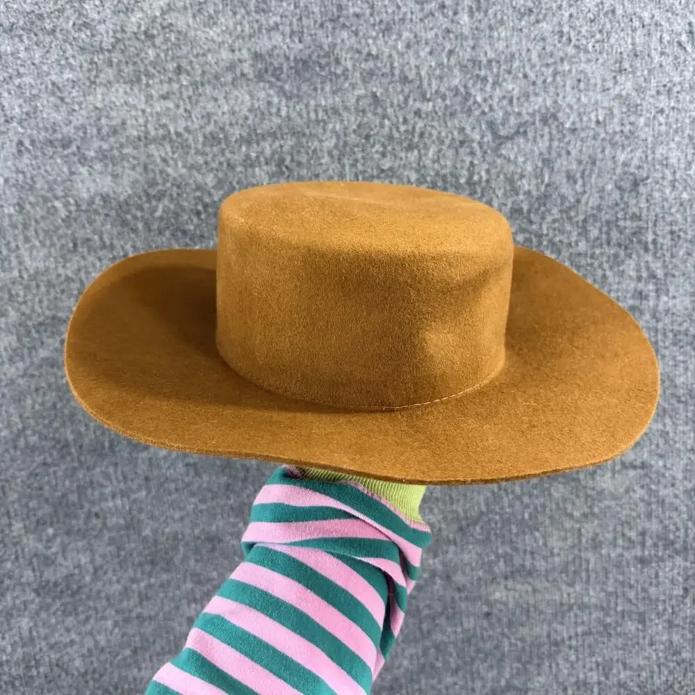 Gigi Pip Hat 57 S/M Dahlia Boater Hat Brown Australian Wool Western Rancher